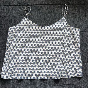 Blue and White Patterned Women's Tank